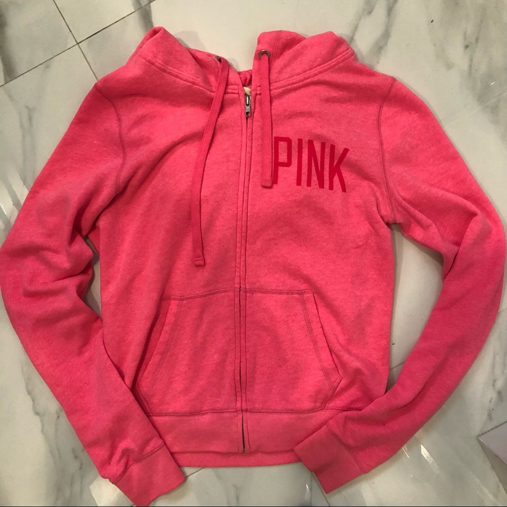 PINK Victoria's Secret Hot Pink Zip-Up Hoodie